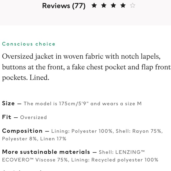 ❗️Last❗️H&M Beige Floral Print Linen Blend Oversized Blazer - Picture 10 of 11